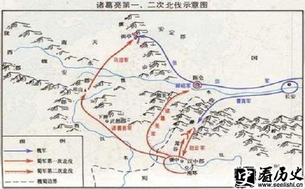 姜维一二次北伐示意图