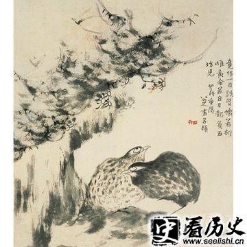 朱耷《鹌鹑图》