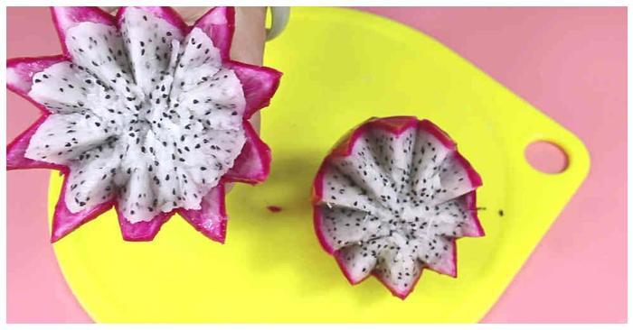 大厨教我的火龙果切法，比饭店的果盘还好看，家里来客就这么切