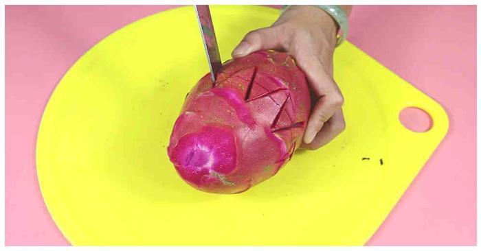 大厨教我的火龙果切法，比饭店的果盘还好看，家里来客就这么切