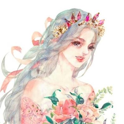 鲜花漂亮女生手绘唯美头像