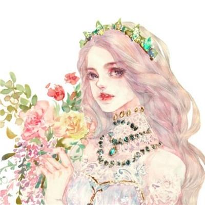 鲜花漂亮女生手绘唯美头像