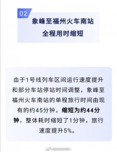 ​今起，福州地铁1号线运营时间调整