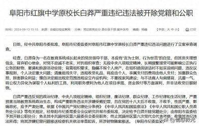 ​阜阳市红旗中学校长白莽被“双开”：从教育精英到贪腐落马的沉沦