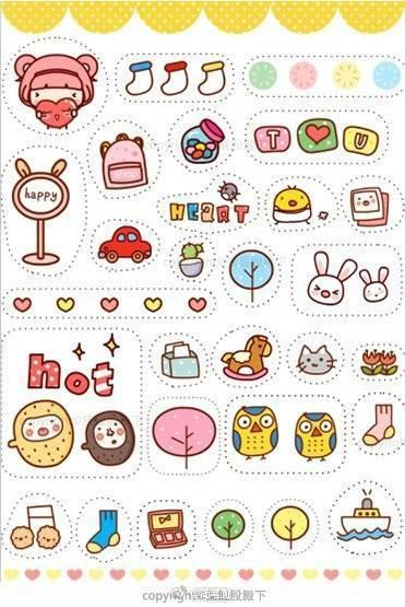 好看的简笔画手帐贴纸简单（超可爱的简笔画手绘手帐贴纸小素材一组）(2)