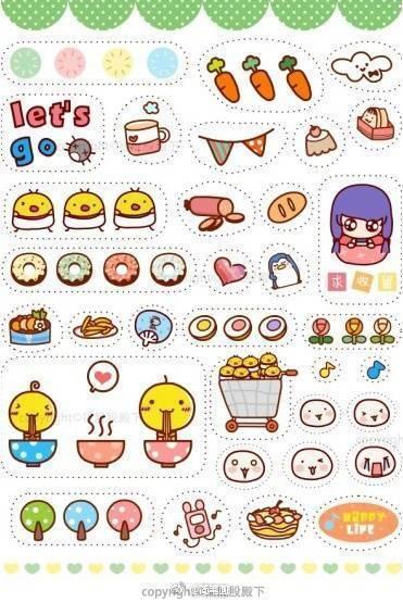 好看的简笔画手帐贴纸简单（超可爱的简笔画手绘手帐贴纸小素材一组）(4)