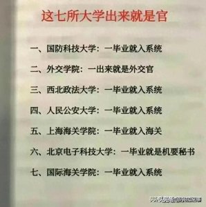 ​这七所大学出来就是官，父母早规划，孩子毕业就是铁饭碗。