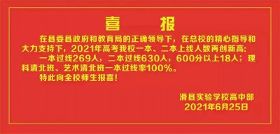 ​滑县六中 滑县实验学校高中部高考喜报对比，哪家更强