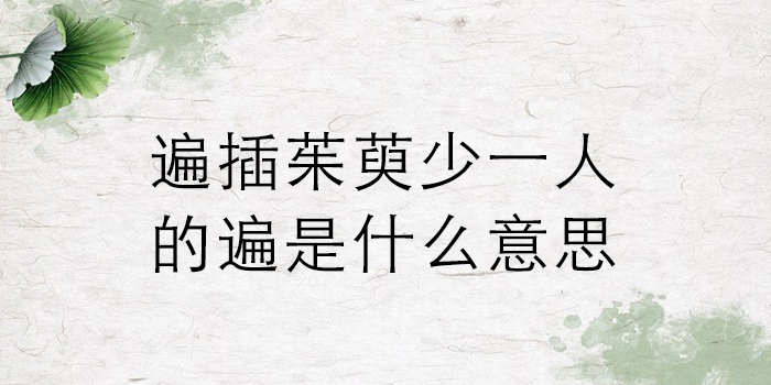 遍插茱萸少一人的遍什么意思_原文注释 遍插茱萸少一人的遍什么意思_原文注释