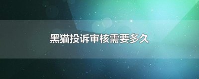 ​黑猫投诉审核需要多久