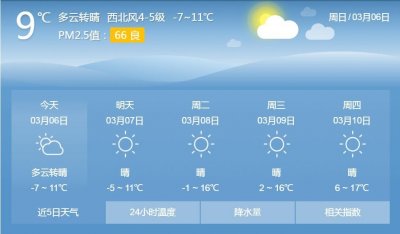 ​15℃！本周内蒙古晴暖开场气温连升